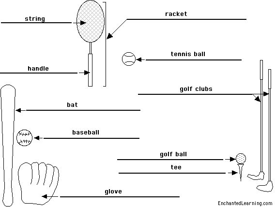 sports equipment to label