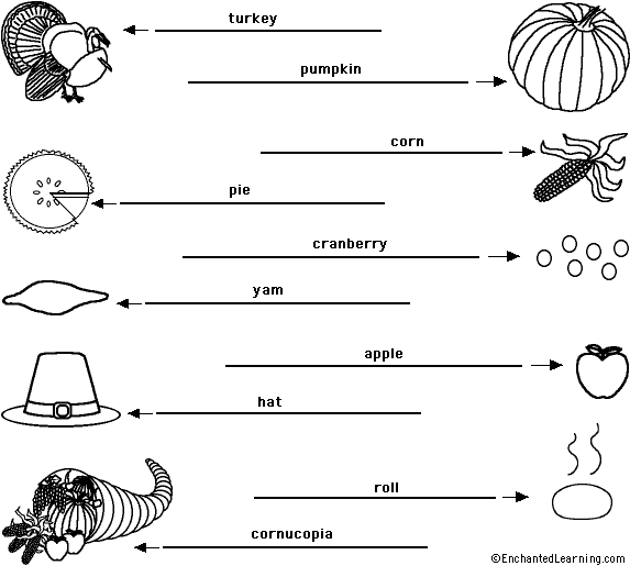 Label the Thanksgiving Words in English - answers