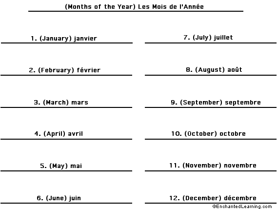 Label the months of the year