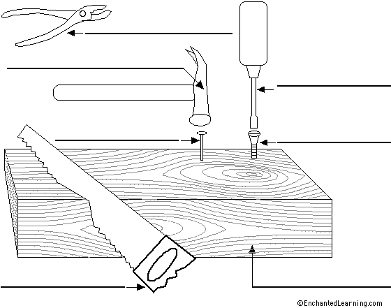 Label the tools in French