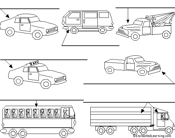 Label the cars and trucks in German