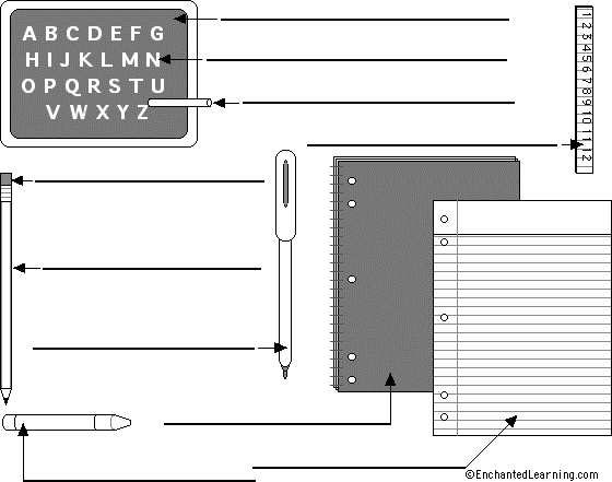 Label the Desk/School Accessories in Spanish