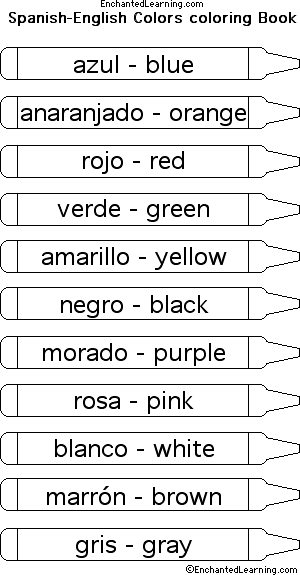 Colors In Spanish All Colors EnchantedLearning