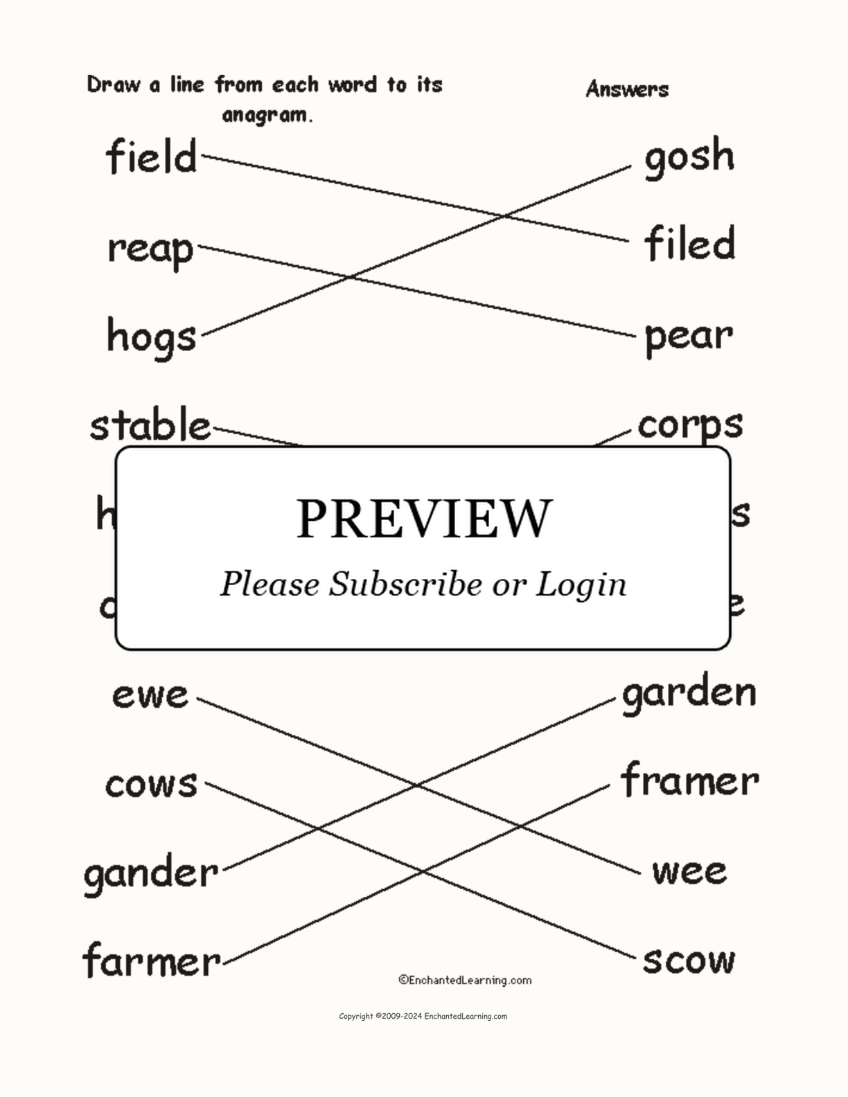 Match the Farm Anagrams interactive worksheet page 2
