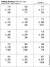 Addition Printout: 2 Digits + 2 Digits worksheet thumbnail