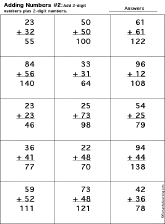 Addition Printout: 2 Digits + 2 Digits worksheet thumbnail