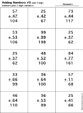 Addition Printout: 2 Digits + 2 Digits worksheet thumbnail
