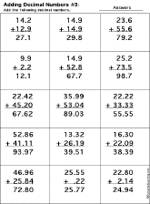 Adding Decimal Numbers worksheet thumbnail
