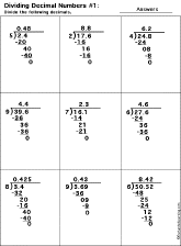 Dividing Decimal Numbers worksheet thumbnail