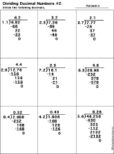 Dividing Decimal Numbers worksheet thumbnail