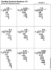 Dividing Decimal Numbers worksheet thumbnail
