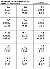 Multiplying Decimal Numbers worksheet thumbnail