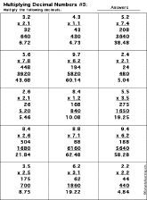 Multiplying Decimal Numbers worksheet thumbnail