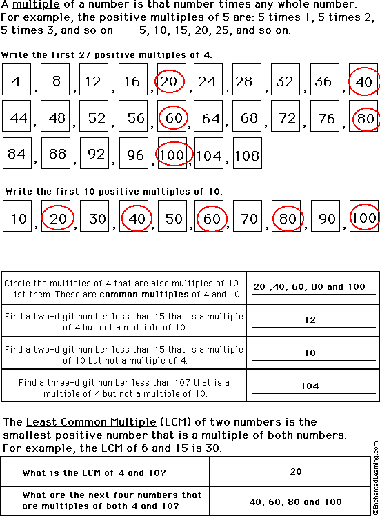Multiples and LCM