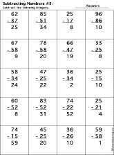 Subtraction Printout: 2 Digits - 2 Digits worksheet thumbnail