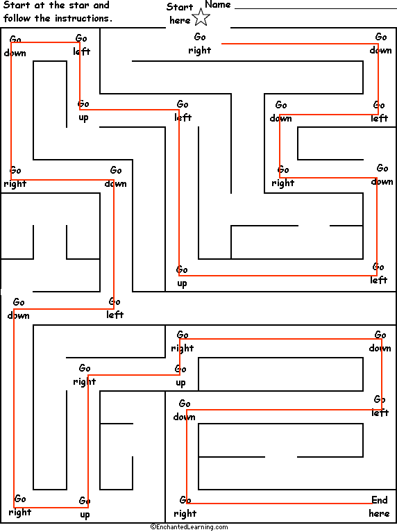 Right and Left maze answers