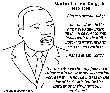Educational Coloring Pages on Martin Luther King  Jr    Enchantedlearning Com