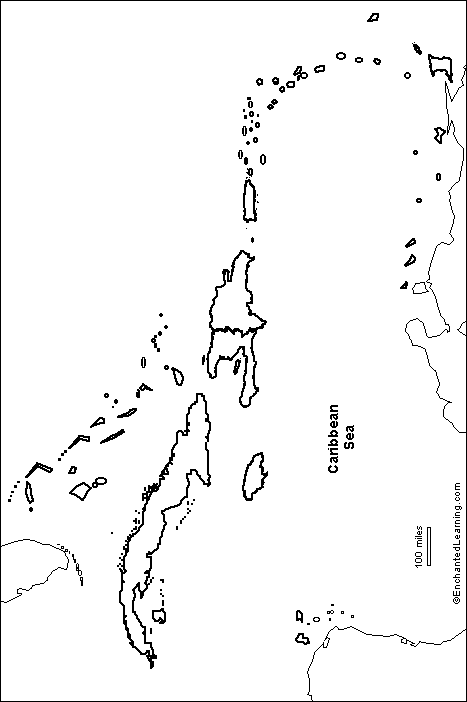 Blank Map Caribbean