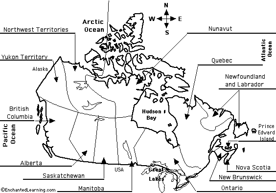 map of canada and provinces. Label Canadian Provinces Map