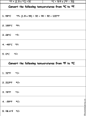 Measurement Conversion Temperature Worksheet