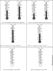 Free Math Worksheets On Reading A Thermometer