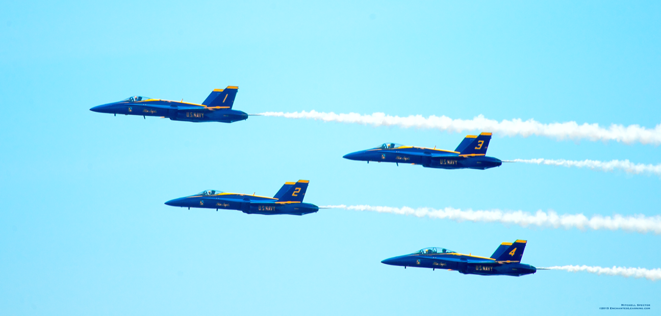 Four Blue Angels with Smoke Trails