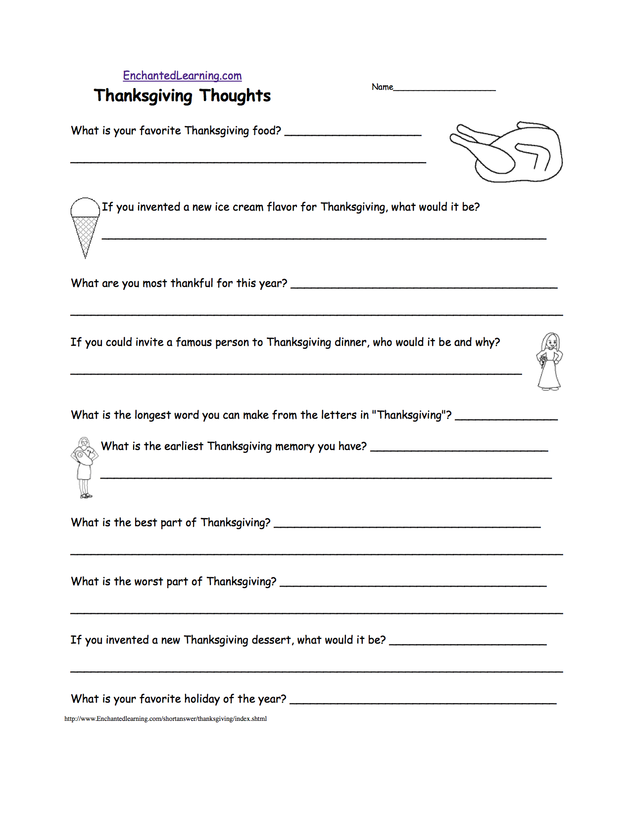 Kindergarten thanksgiving writing prompt