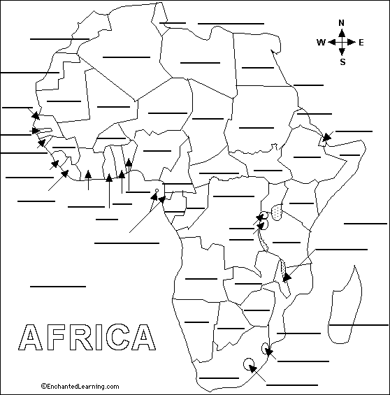 map of africa countries. Label the countries and