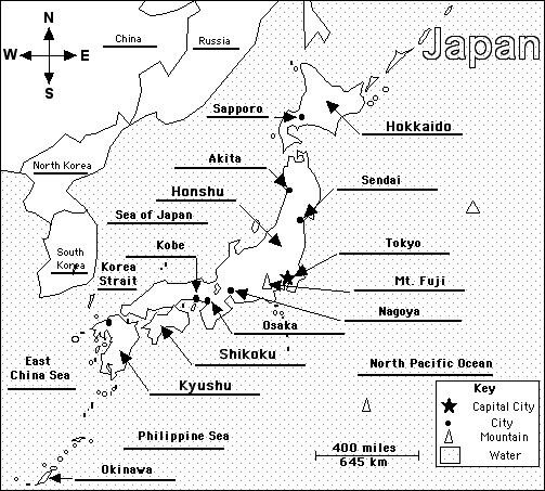 Japan map to label