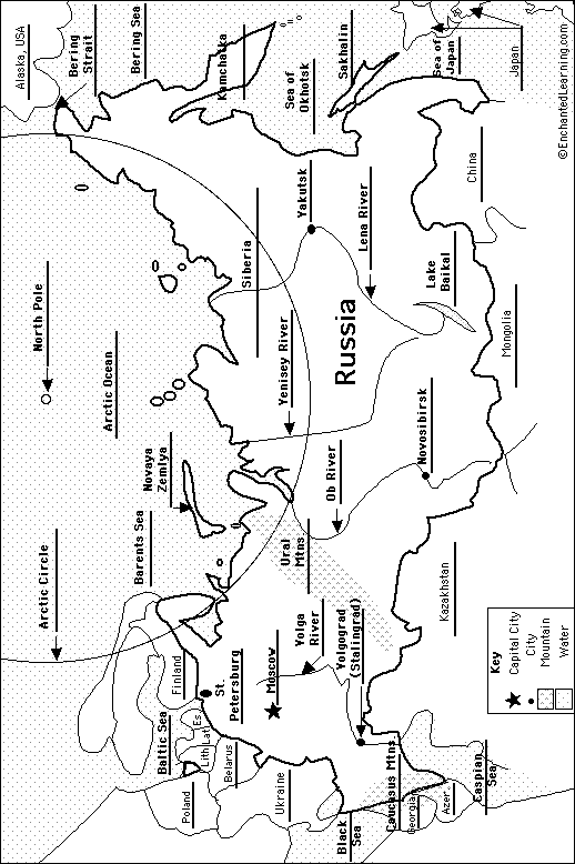 Russia map to label