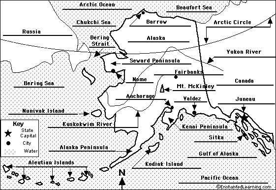 Label Alaska state map answers