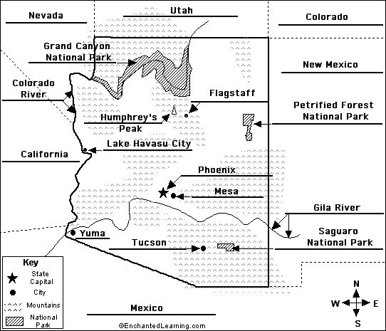 Label Arizona state map answers