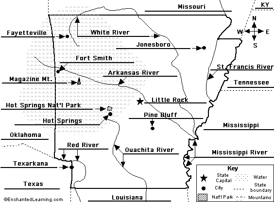 Label Arkansas state map answers
