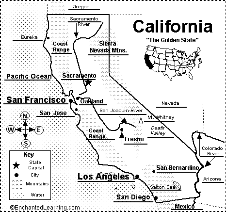 Label California state map answers