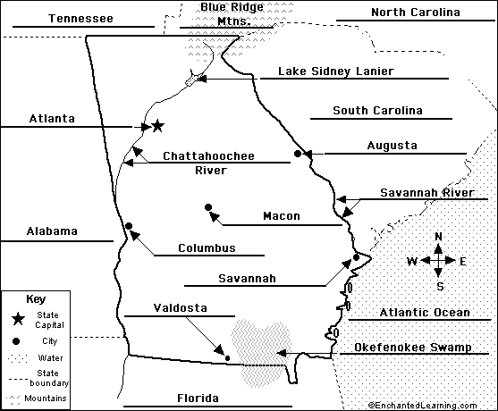 Label Georgia state map answers