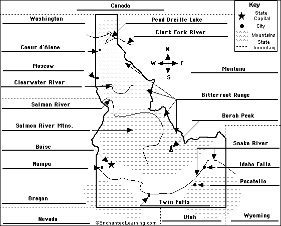 Label Idaho map answers