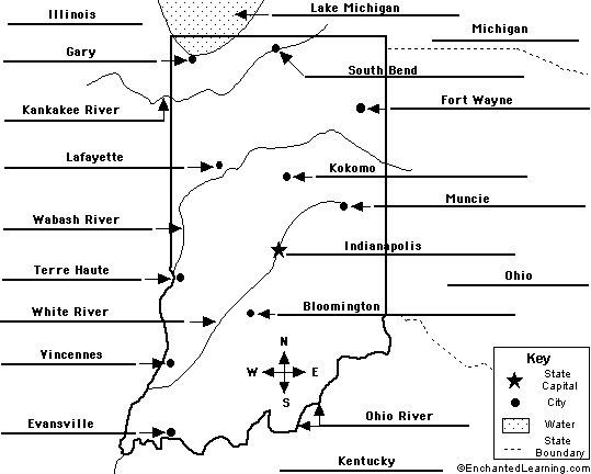 Label Indiana map answers