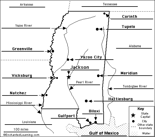 Label Mississippi map answers