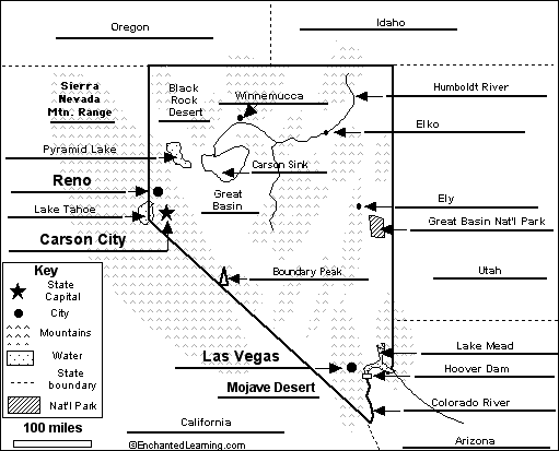Label Nevada map answers