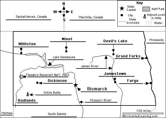 Label North Dakota map answers