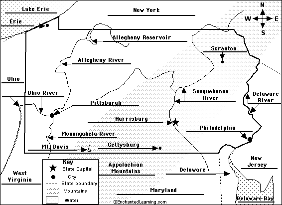 Label Pennsylvania map answers