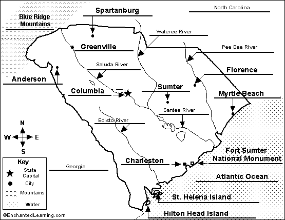 Label South Carolina map answers