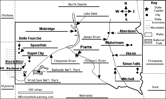 Label South Dakota map answers