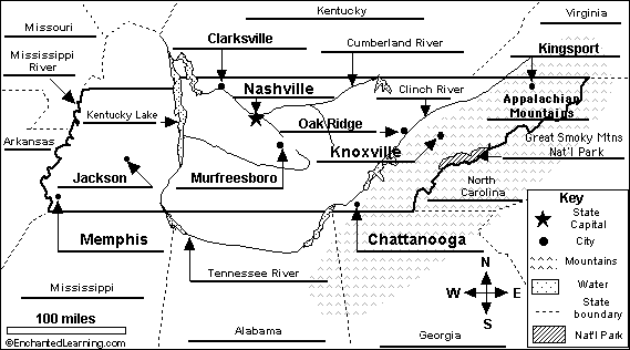 Label Tennessee map answers
