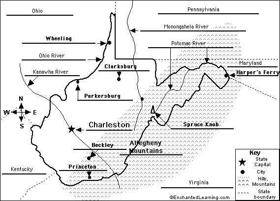 Label West Virginia map answers