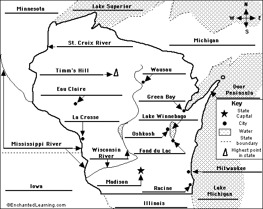 Label Wisconsin map answers