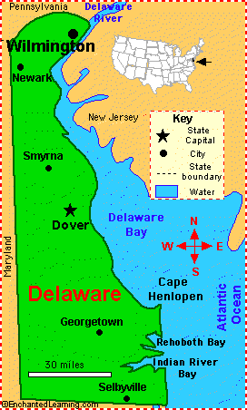 Area - 1954 square miles [Delaware is the 49th biggest state 