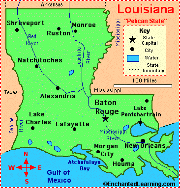  Louisiana on Louisiana  Facts  Map And State Symbols   Enchantedlearning Com