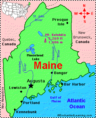  Maine on Maine  Facts  Map And State Symbols   Enchantedlearning Com