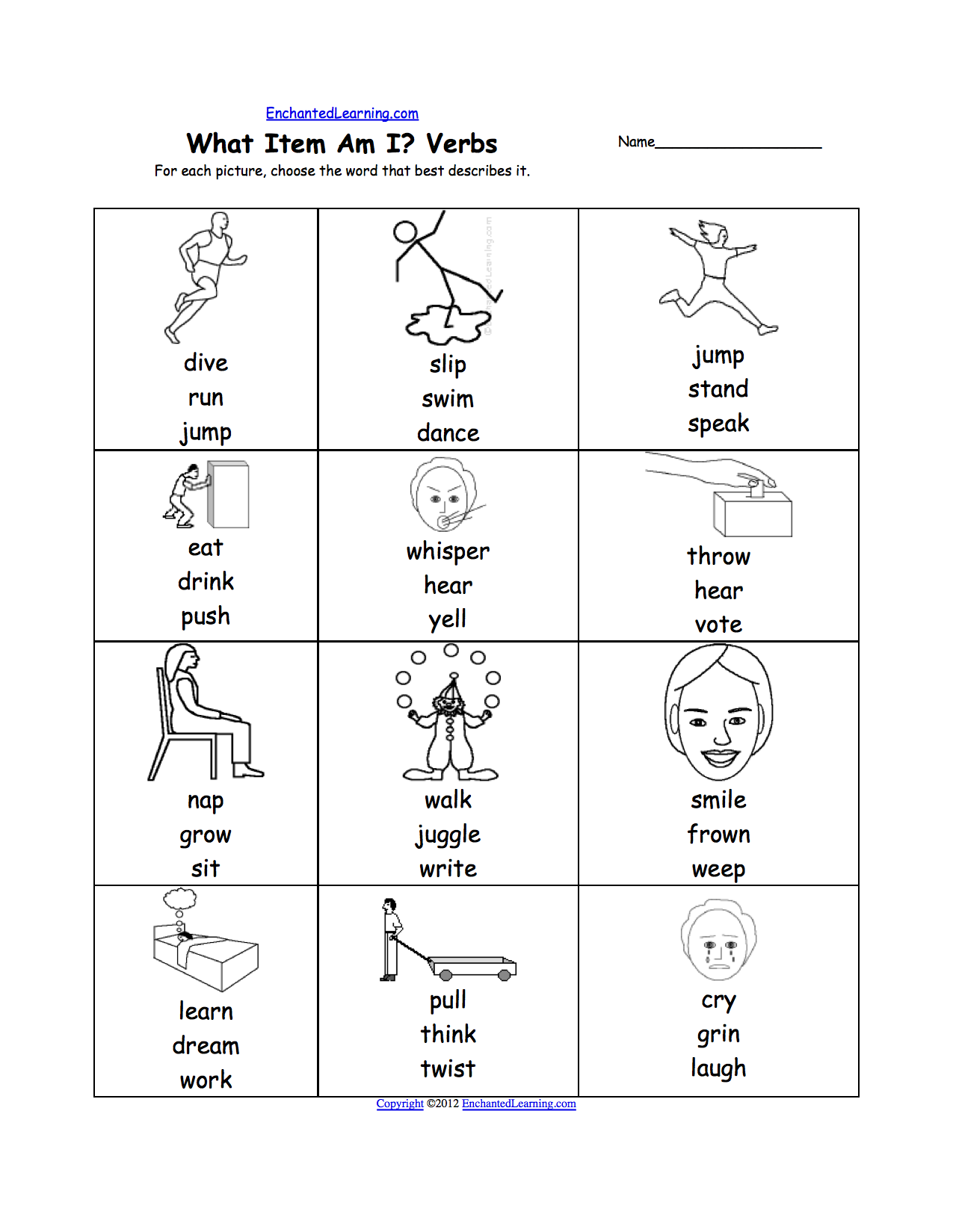 Verb Worksheets - Action and Linking.